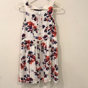 White with red and blue flowers dress